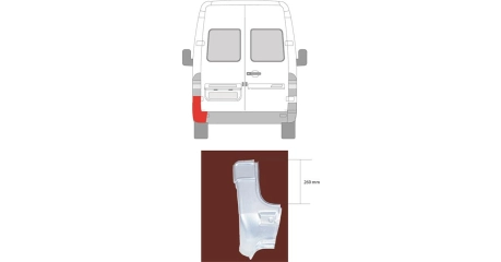 Панель кузова задн лев угол внутр MB: Sprinter (W901/2/3/4) 96-06, VW: LT, 96-06