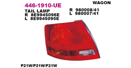 Фонарь задний наружн лев (красно-белый) AUDI: A4 AVANT 11.04-08