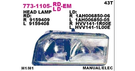 Фара передн лев с ЭК VOLVO: 850 94-96